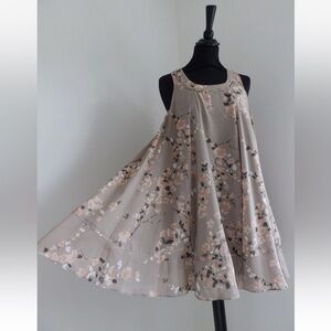 H&M Beige Pink Peach Floral Mini Dress Size 8